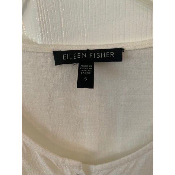 Eileen Fisher White Long Sleeve Button Down Top Small - Picture 6 of 7